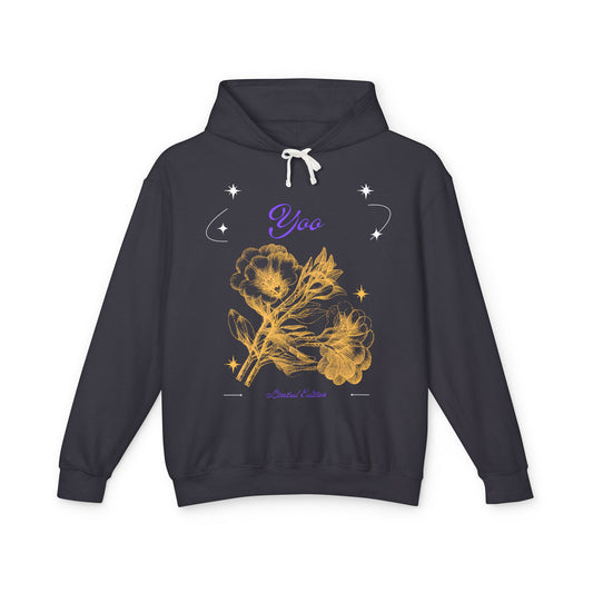 Golden Floral Unisex Hoodie, Cute Lightweight Sweatshirt, Casual Wear, Gift for Her, Birthday, Nature Lover